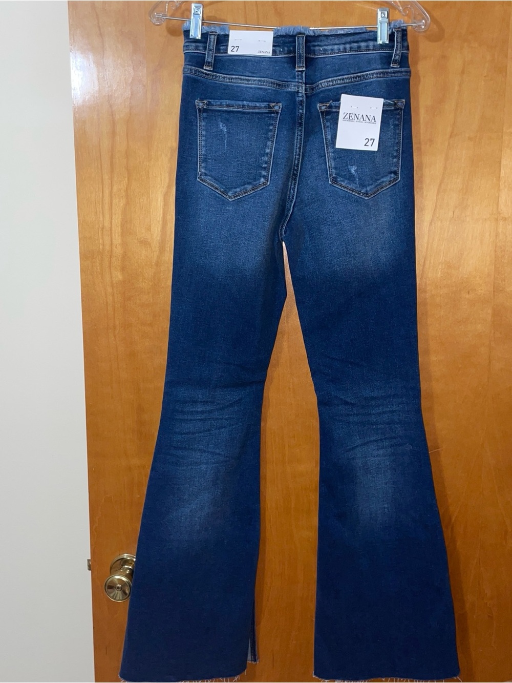 Zenana Outfitters Dark Blue Flared Wide Leg Jeans Sz.27 - Picture 6 of 6